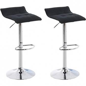 TPFLiving Barhocker Madison (Set, 2 St., mit angenehmer Fußstütze - Hocker für Theke & Küche), 360° drehbar - chromfarbener Stahl - Sitzfläche: Stoff Schwarz