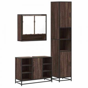 Set de Muebles de Baño Tres Piezas en Roble Marrón