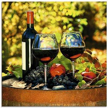 Artland Glasbild Rotwein im Glas, grün