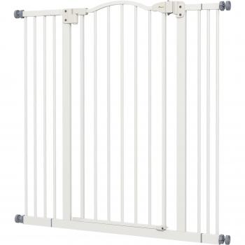 Pawhut Metal Pet Safety Gate Dog Gate Folding Fence, White