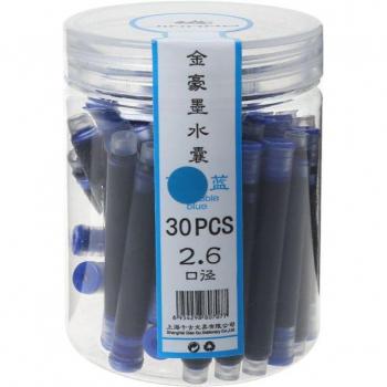 Cartouches d'encre Jinhao pour stylo à plume, noir et bleu, 30 pièces