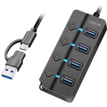 LOGILINK UA0419 - Hub USB 3.0, 4 Puertos, Interruptor