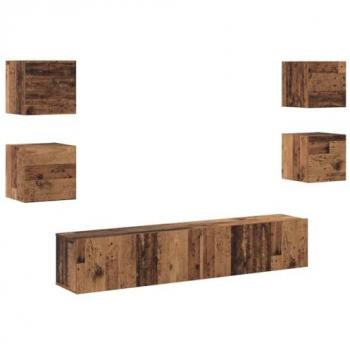 VidaXL Mobile TV 6 pezzi Marrone 160 x 30 x 30 cm Plywood strutturale
