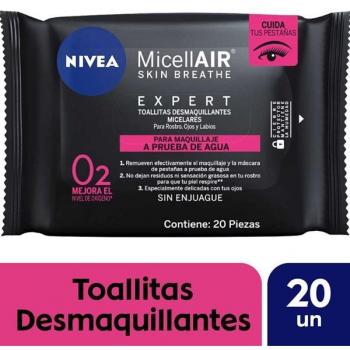 Toallitas Desmaquillantes Nivea Micellair Expert 20x Prueba de Agua
