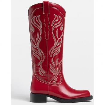 Bottes cowboy plates en daim rouge Stradivarius 6½ femme