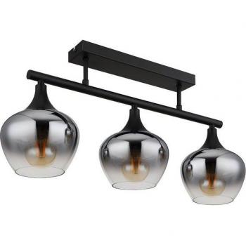 Matte Black Smoke Glass Ceiling Light – 3×E27 Maxy Set