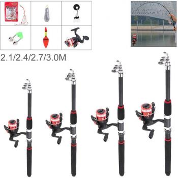Juego Completo de Carretes Giratorios para Caña de Pescar – Kit 2.4 m
