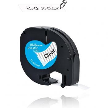 Ruban d'étiquetage Yance LT 12267 compatible Dymo LetraTag 12mm noir sur transparent