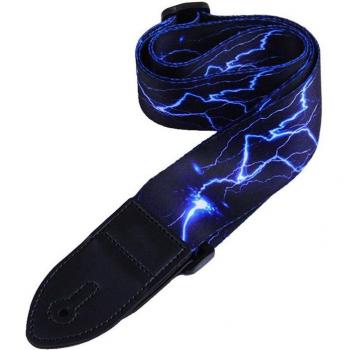 Adjustable Lightning Flame PU Leather Guitar Strap THJ99