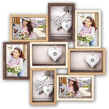 ZEP S. r. l. cornice portafoto in Legno, Marrone / Marrone Scuro / Naturale, per 8 Foto 13 x 18 cm