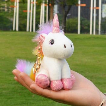 Kawaii Cartoon Candy Color Plush Unicorn Doll Toy Keychain Cute Ladies Bag Men's Car Key Ring Student Bag Luggage Pendant