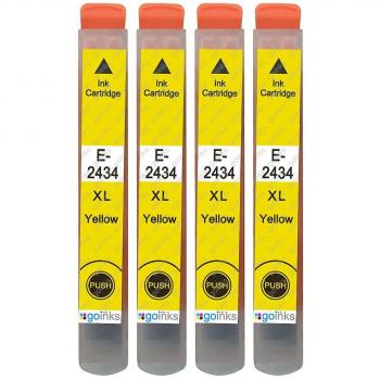 4 cartouches d'encre jaune compatibles pour Epson T2434 (série 24XL)