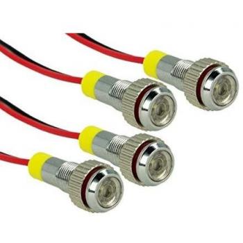 4 pezzi Mini viti per auto moto camper, LED Lampadina con filo e rondella 12V, bianco 6000K