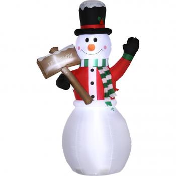 Outsunny Aufblasbarer Schneemann 180 cm mit Schild Aufblasbare Weihnachtsdekoration mit LED Licht Weihnachtsdeko Wasserdichter Weihnachtsfiguren IP44