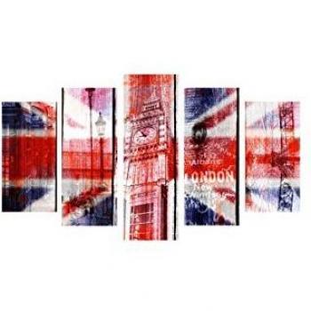 Cuadro pirámide 5 piezas diseño bandera UK