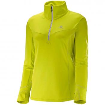 Camisa Salomon ML Trail Runner Warm Mid Femenina Amarilla Mediana