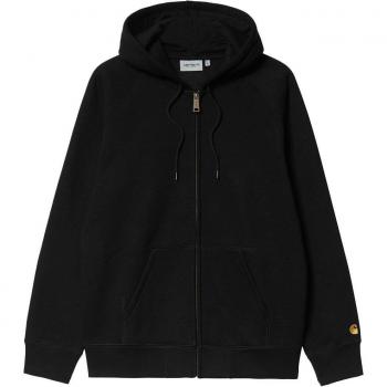 Carhartt Wip, Zip-throughs, male, Black, Size: M Hooded Zip Sweatshirt with Logo Detail