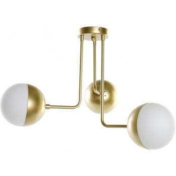 Lámpara de techo metal dorado con cristales en bolas