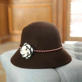 Felt Fedora Hat with Flower Detail
