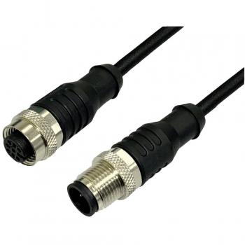 BKL Electronic 2702041 M12 Extension Cable, Straight Plug to Straight Connector, 5m