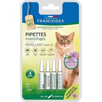 4 Pipettes Insectifuges pour Chats plus de 2 kg formule renforcée - Francodex