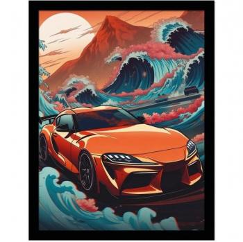 Wave Collection Zupra Framed Poster 30cm - Orange/Blue