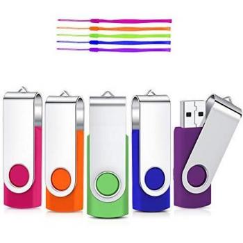 64GB USB Stick 5er Set, Cardfuss Flash Laufwerk USB 2.0 mit Schlüsselband