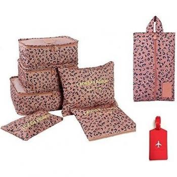 NOVAGO Juego de 7 organizadores de viaje para el interior de maletas - Cubos y Bolsas para ordenar su ropa , ropa interior, zapatos, ropa sucia + 1 etiqueta de equipaje ofrecida