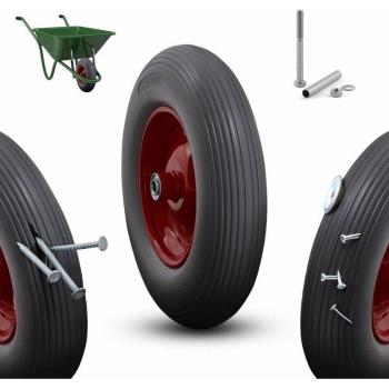 Arebos 390 mm Rubber Replacement Tire – Wheelbarrow, Sack Barrow, Black‑Red