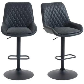 Adjustable 360-Degree Bar Chair Set (2) – Homcom Black
