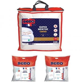 Piumino DODO con Guanciali Antiacaro 60x60 cm – Set 240x260 cm, Naturale MENTHOL PROTECT