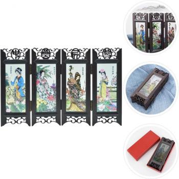 Chinese Style Retro Folding Resin Panel Room Divider (Four Great Beauties)