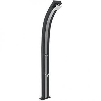 ARKEMA DESIGN - Doccia Solare da Esterno Giardino 30L Miscelatore e Lavapiedi Arkema Spring Fascia Inox Grigio Antr