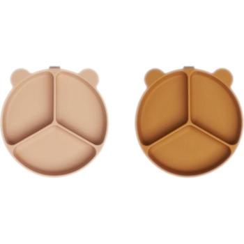 Liewood Lot de 2 assiettes à compartiments ventouse Stacy Moutarde rose toscane mix