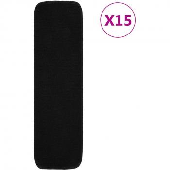 Tapis d'Escalier Antidérapants 15 pièces 75x20 cm Noir