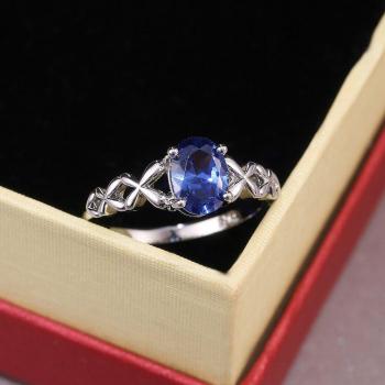 Boda Luxo Anillo Azúl Huitán con Circón