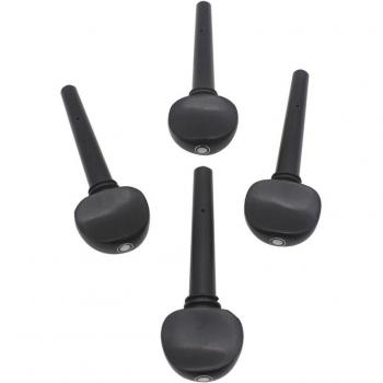 Black Ebony Cello Machine Head Pack – 4 Pieces + Replacement Tuning Pegs (3/4 & 4/4)