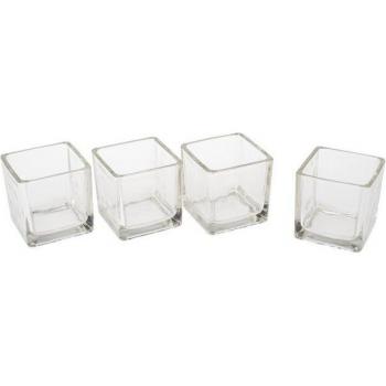 VBS Glas Teelichter Cube, 4er Pack
