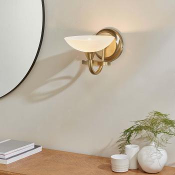 Vintage Antique Brass Single Light Wall Sconce with Clear Glass Shade