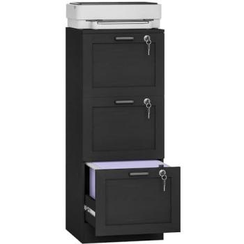 OfficeVault 3-Drawer File Organizer – Lockable, A4, Black Finish