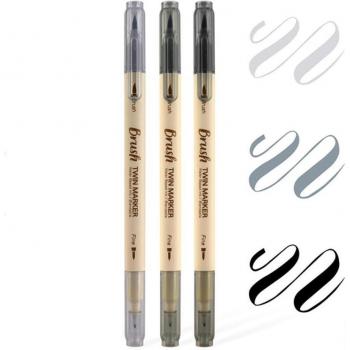 3Pcs Retro Double-Headed Marker Pen Set for Art