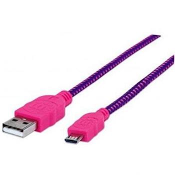Manhattan Cavo Micro USB con Guaina Intrecciata, Viola, 1.8 m