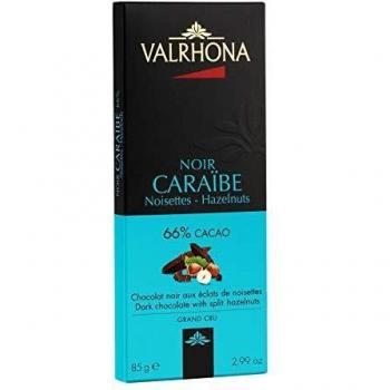 Valrhona - Lot de 3 Tablettes Noir Caraïbe - Noisettes - 66%