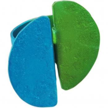 Les Trésors De Lily [R1239] - Bague artisanale 'Aluminirock' grün-blau - 32x32 mm grün