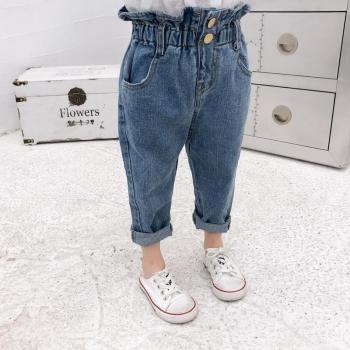 Jeans de algodón con cintura elástica para niñas