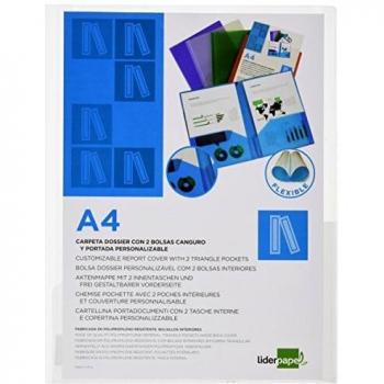 Carpeta Liderpapel Dossier Dos Bolsas Canguro 45684 Polipropileno Din A4 Transparente