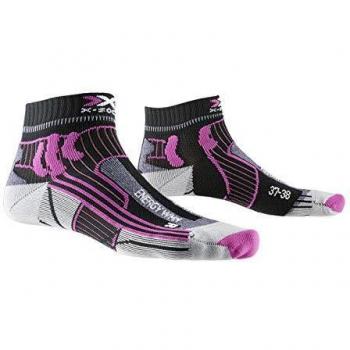 Calcetines de maratón X-Socks Energy para mujer, Unisex Adulto, Opal Black/Flamingo Pink, 35-36