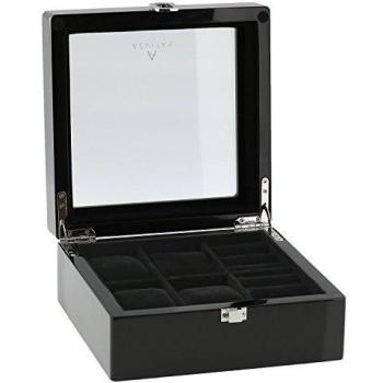 Black Piano Watch Bundle with 4 Wristwatches and 4 Cufflinks