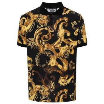 Polo Versace Jeans Couture in Piquet di Cotone Nero Taglia S