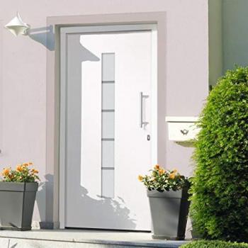 Porte d'entrée en Aluminium et PVC Blanc 110x210 cm